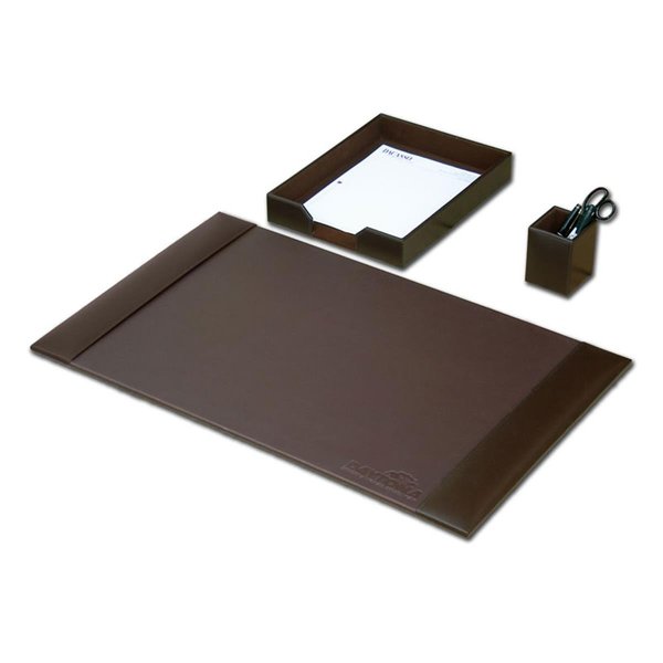 Workstation Dark Brown Bonded Leather  Desk Set, 3PK TH59854